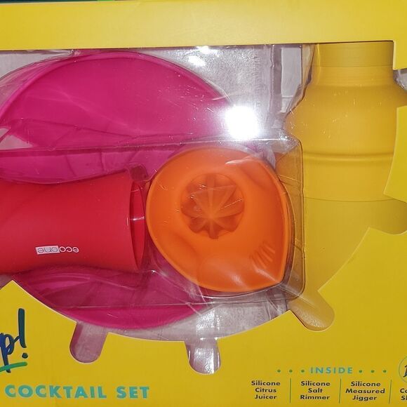 POP Cocktail Set Silicone Pool & Outdoor Safe Unbreakable Barware Gift Party NEW - Picture 4 of 7